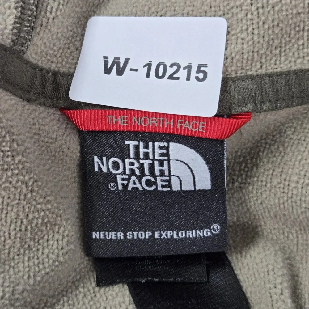 The North Face Men Hoodie Large Brown Fleece Full Zip Logo Pockets Long Sleeve